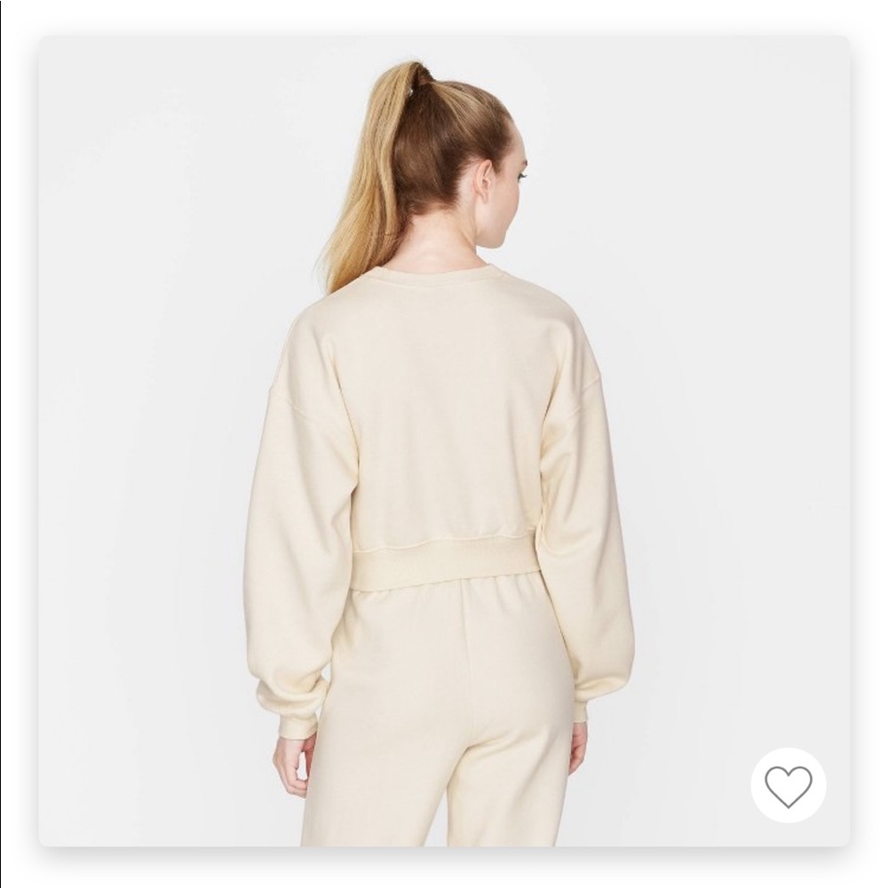 NWOT Target Wild Fable Navy White Cream Pink Loungewear Cropped Sweatshirt - Picture 3 of 4